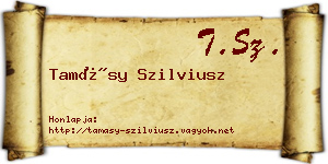 Tamásy Szilviusz névjegykártya